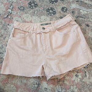 Topshop light pink mom moto denim shorts